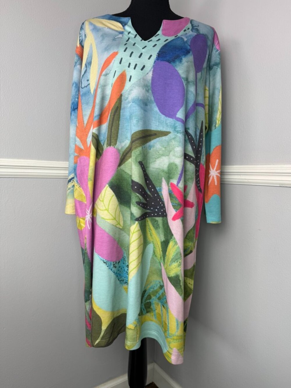 Atelier 5 Women's XL Floral Dress Pull-Over Colorful Casual Summer Spring Errand